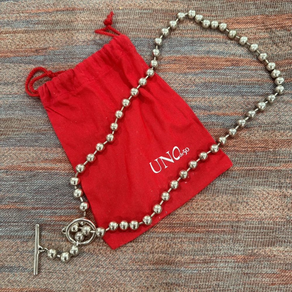 UNOde50 Silver Beaded multiuse Necklace/ Bracelet
